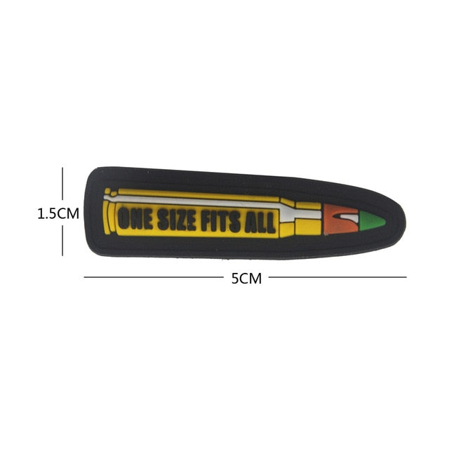 3D PVC Gun Shape Military Rubber Patch Velcro Hook & Loop