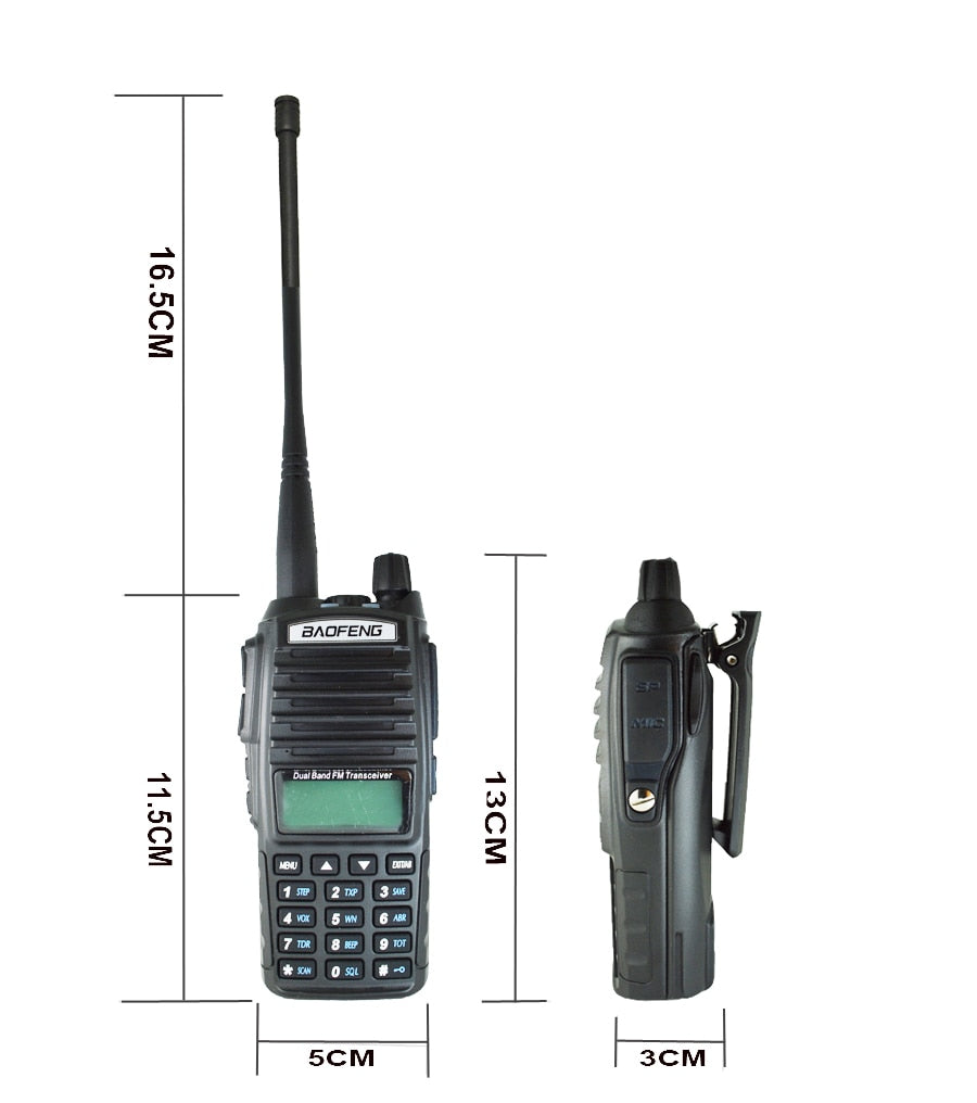 8W Portable Baofeng UV-82 Two-Way VHF UHF Transmitter/Receiver Radio Walkie Talkie