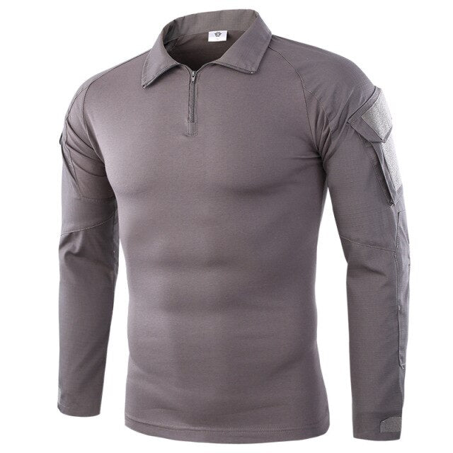 Tactical Camo Long Sleeve Men's 1/4 Zip Collared Shirt