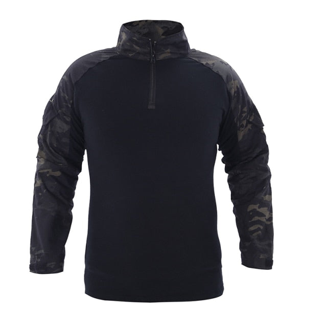 Tactical Camo Long Sleeve Men's 1/4 Zip Collared Shirt