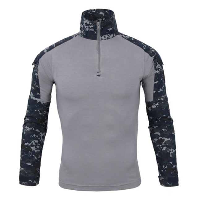 Tactical Camo Long Sleeve Men's 1/4 Zip Collared Shirt