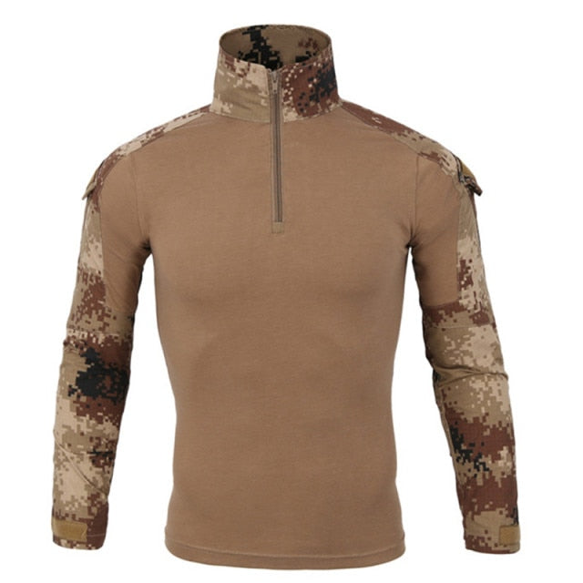 Tactical Camo Long Sleeve Men's 1/4 Zip Collared Shirt