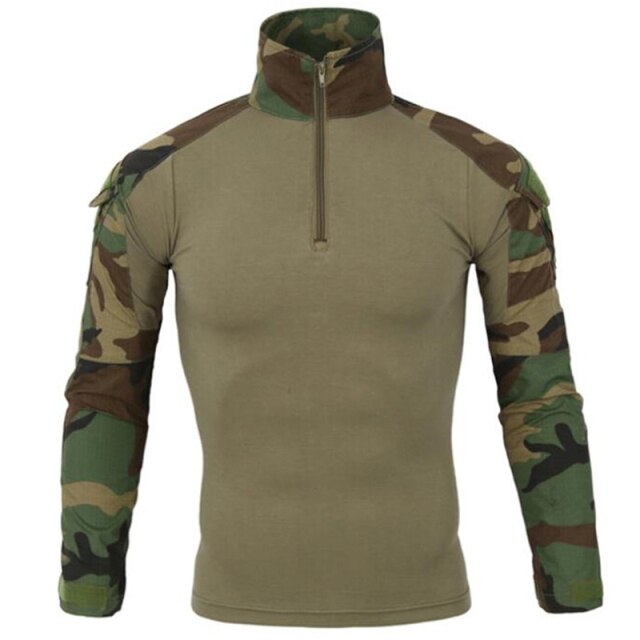 Tactical Camo Long Sleeve Men's 1/4 Zip Collared Shirt