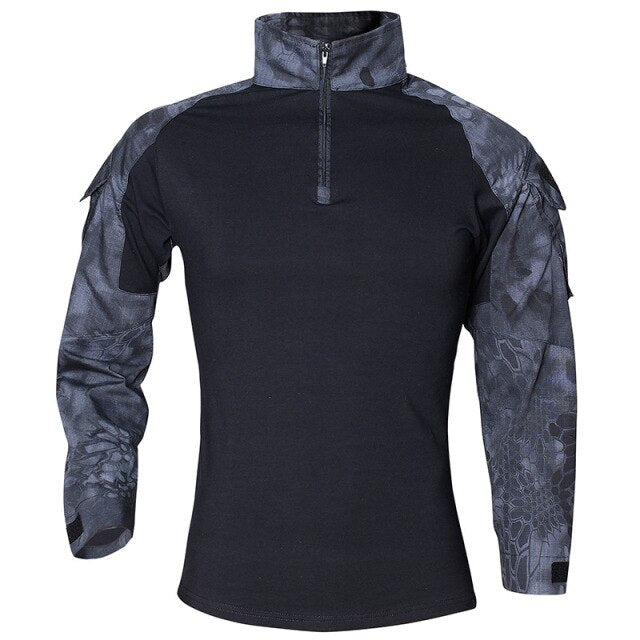 Tactical Camo Long Sleeve Men's 1/4 Zip Collared Shirt