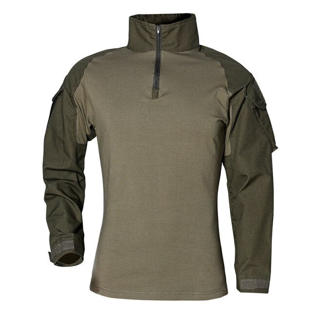 Tactical Camo Long Sleeve Men's 1/4 Zip Collared Shirt