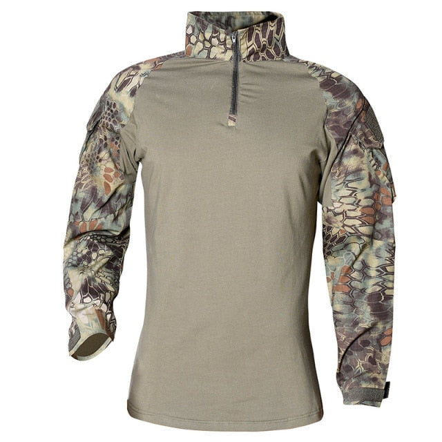 Tactical Camo Long Sleeve Men's 1/4 Zip Collared Shirt