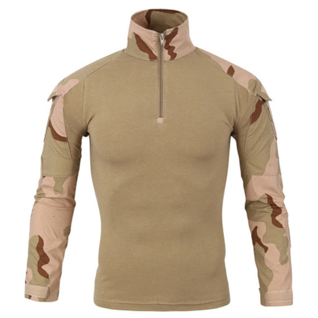 Tactical Camo Long Sleeve Men's 1/4 Zip Collared Shirt