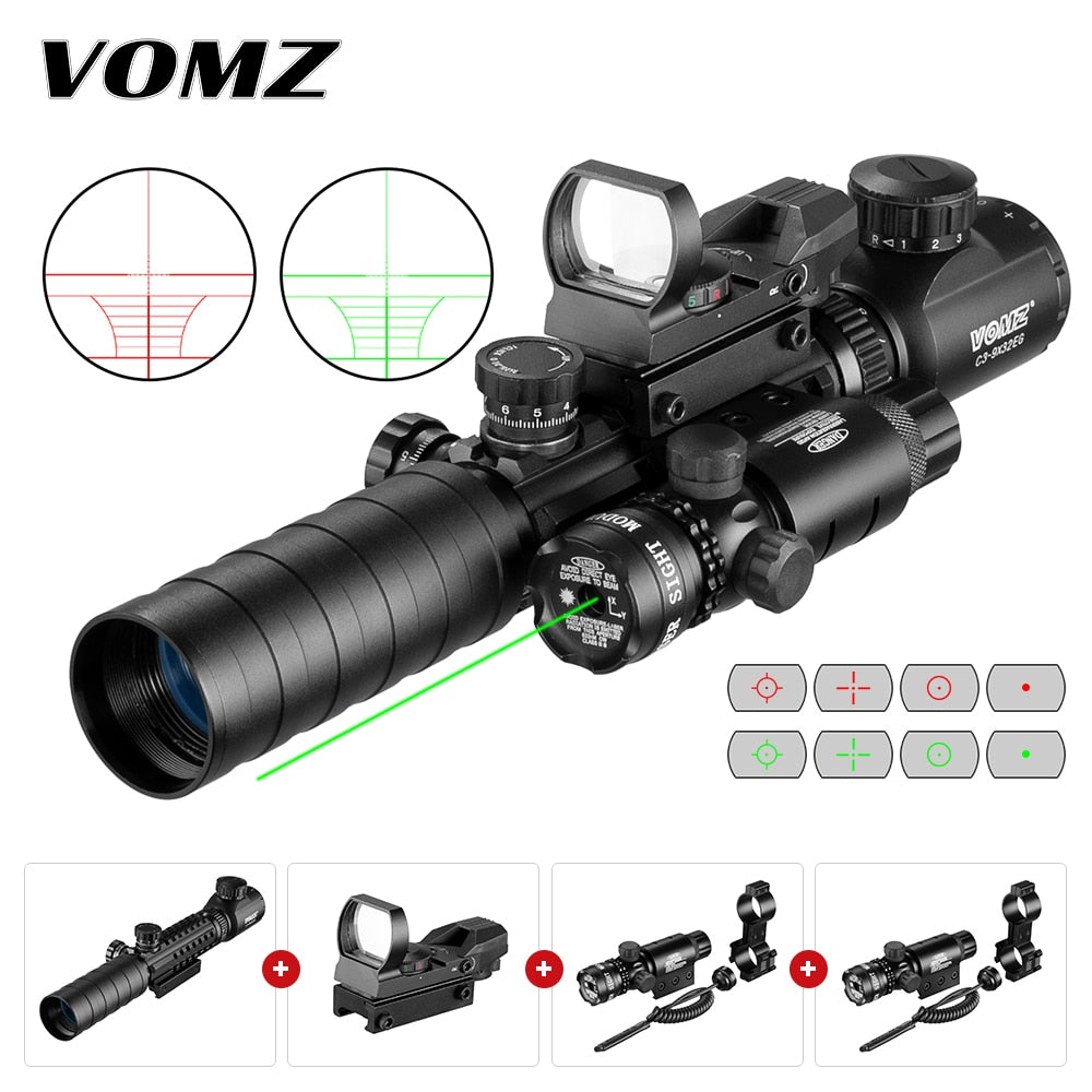 3-9X32EGC Tactical Optic Red Green Illuminated Combo Riflescope