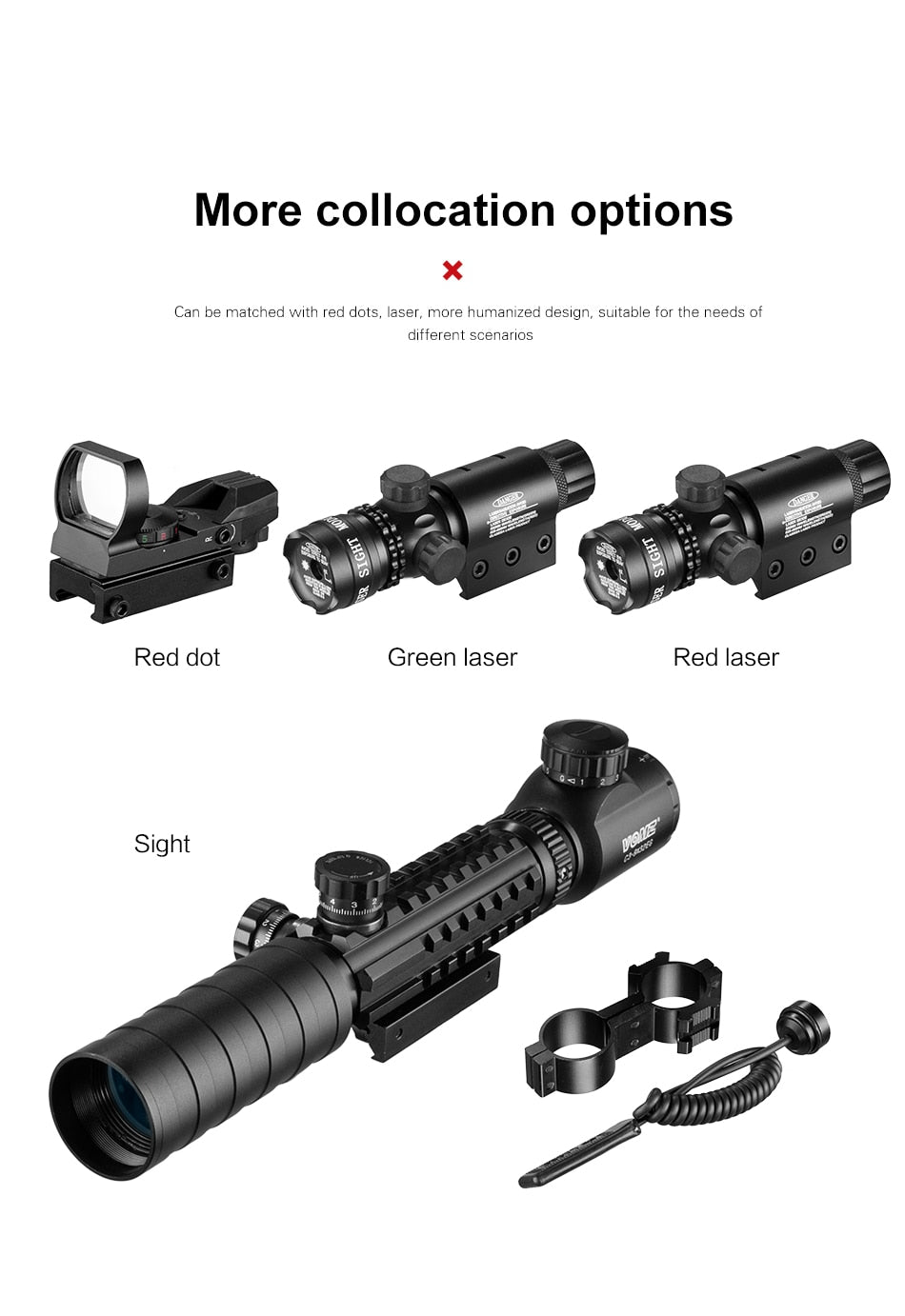 3-9X32EGC Tactical Optic Red Green Illuminated Combo Riflescope