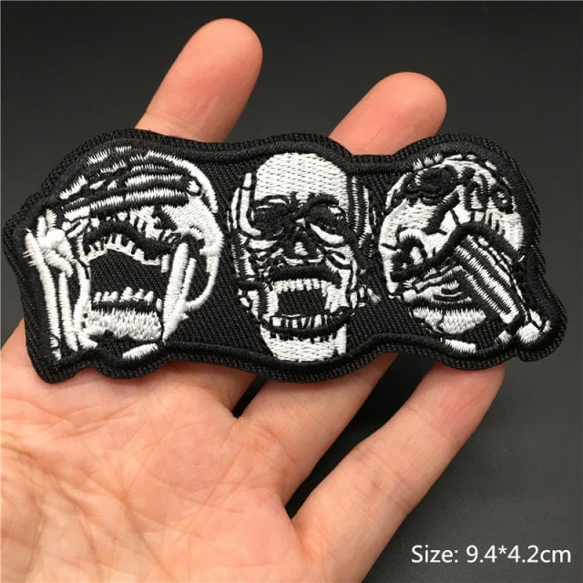 Skull/Bones/Zipper Black & White Patches for Gear