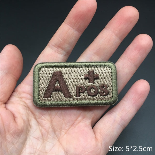 Embroidered 3D Tactical Patch Blood Type Group US ARMY Military Patches for Gear