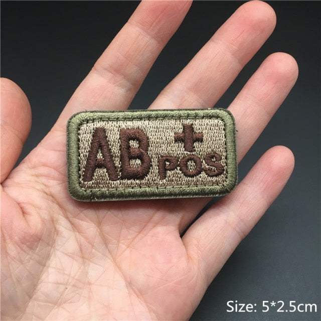 Embroidered 3D Tactical Patch Blood Type Group US ARMY Military Patches for Gear