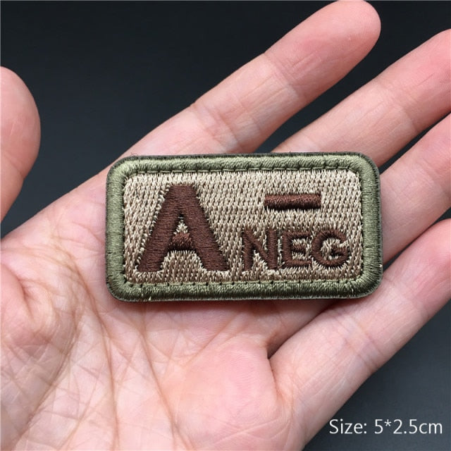 Embroidered 3D Tactical Patch Blood Type Group US ARMY Military Patches for Gear