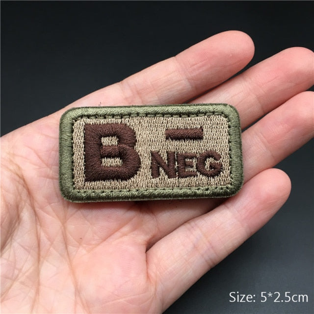 Embroidered 3D Tactical Patch Blood Type Group US ARMY Military Patches for Gear