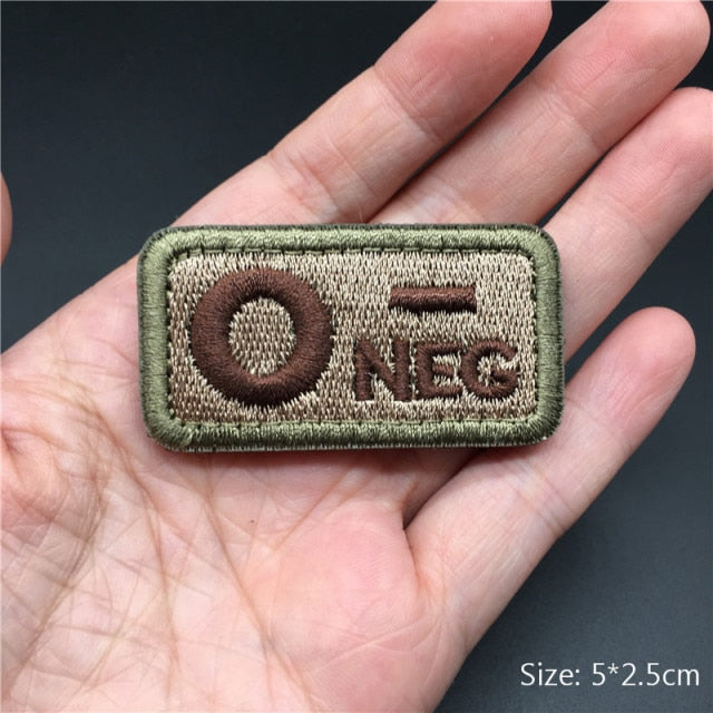 Embroidered 3D Tactical Patch Blood Type Group US ARMY Military Patches for Gear