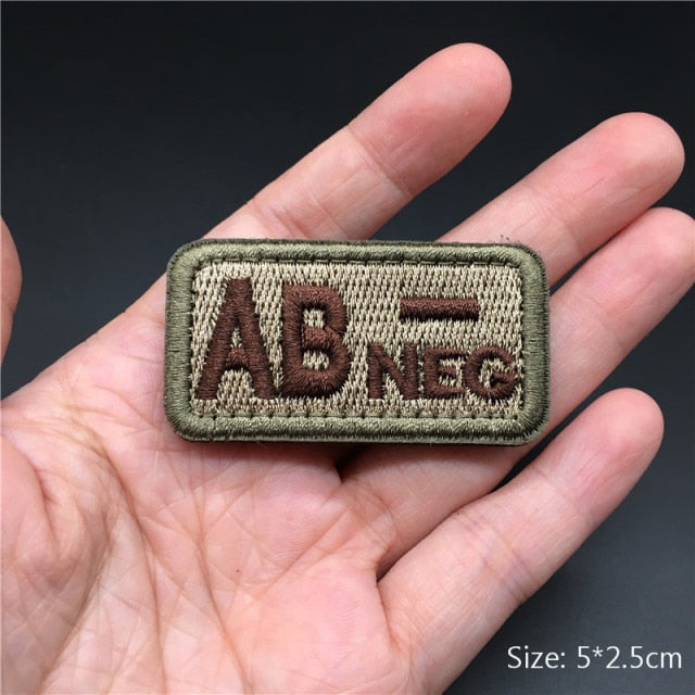 Embroidered 3D Tactical Patch Blood Type Group US ARMY Military Patches for Gear