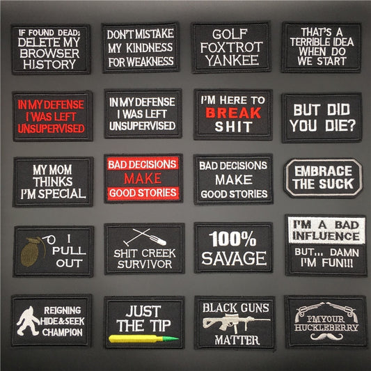 Tactical Embroidered Text Patches for Gear