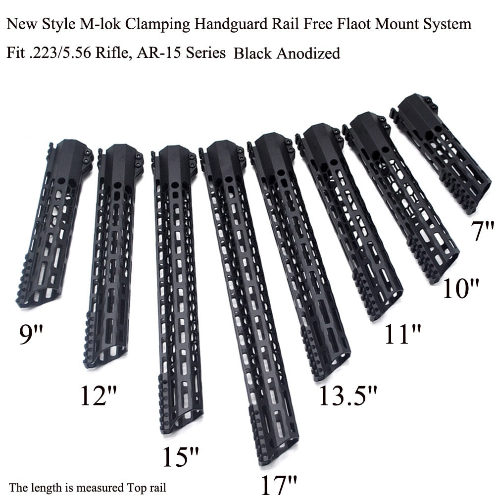 TriRock 7/9/10/11/12/13.5/15/17 inch M-lok Handguard Black