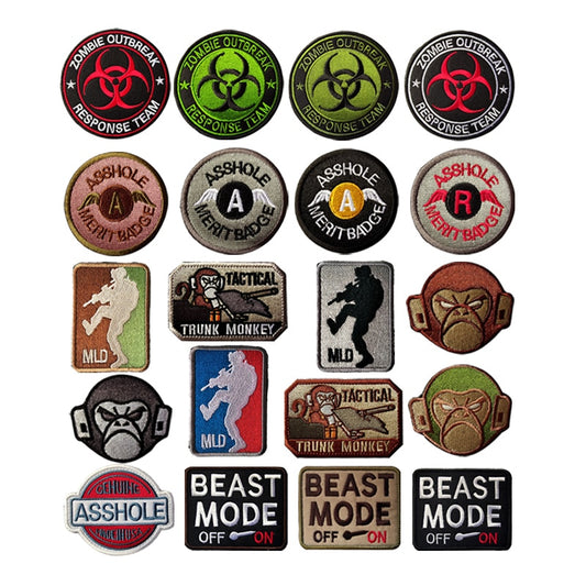 Monkey Hook & Loop Velcro Embroidered Badge Patches