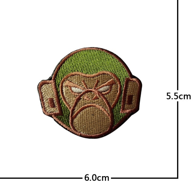 Monkey Hook & Loop Velcro Embroidered Badge Patches