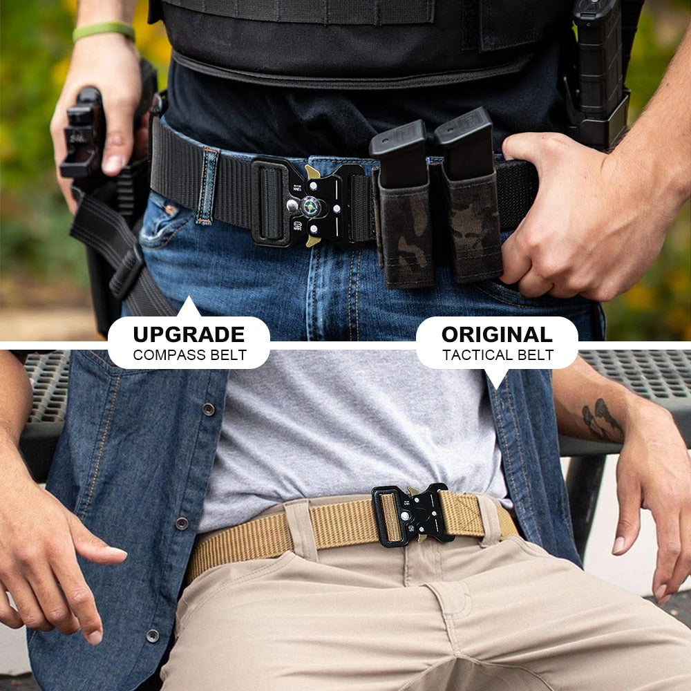 JACNAIP Men's Tactical Military Belts Heavy Duty Army Adjustable Nylon Belt Outdoor Police Metal Buckle Belt 125/135CM/Wide 3.8