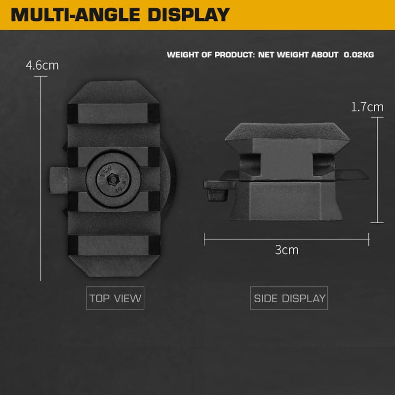 19mm Tactical Helmet Side Rail Mount Adapter Adjustable 360° Rotation