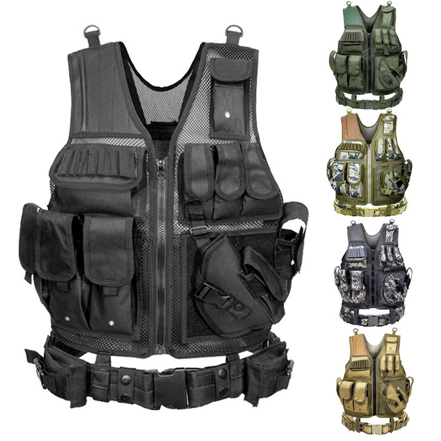 Tactical Equipment Zip Vest W/ Combined Belt