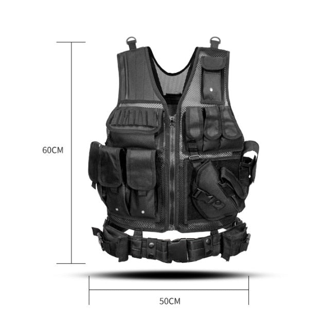 Tactical Equipment Zip Vest W/ Combined Belt