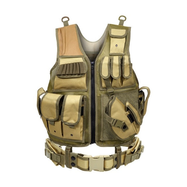 Tactical Equipment Zip Vest W/ Combined Belt