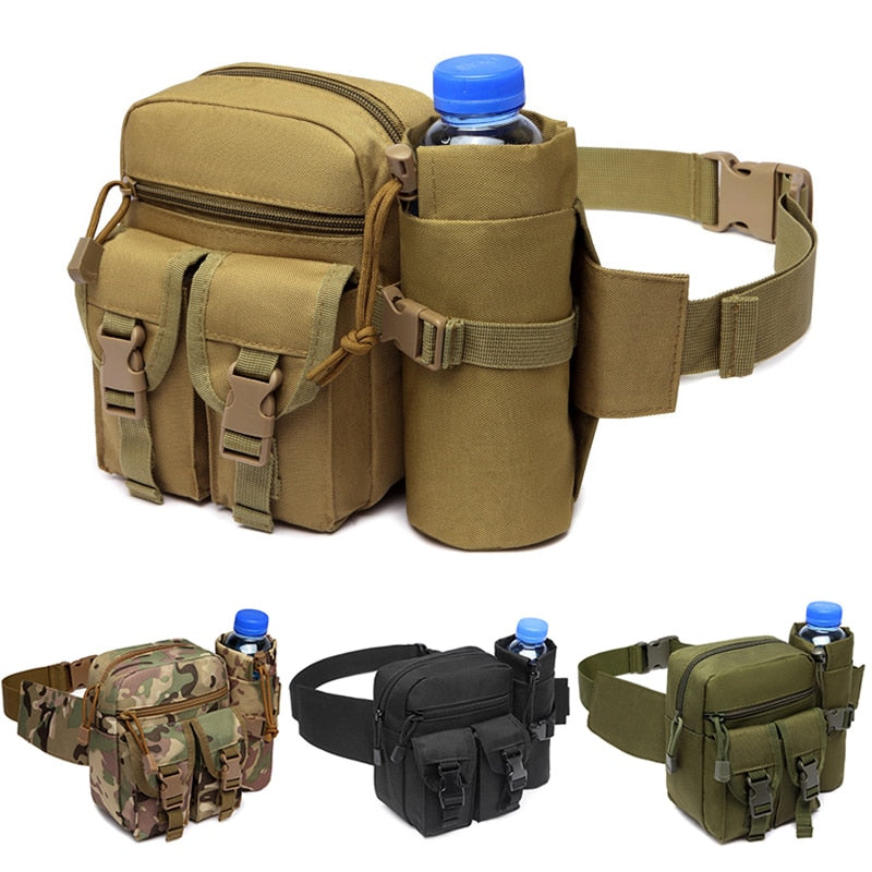 Tactical Nylon Molle Belt Waist Bag With Water Bottle Slot