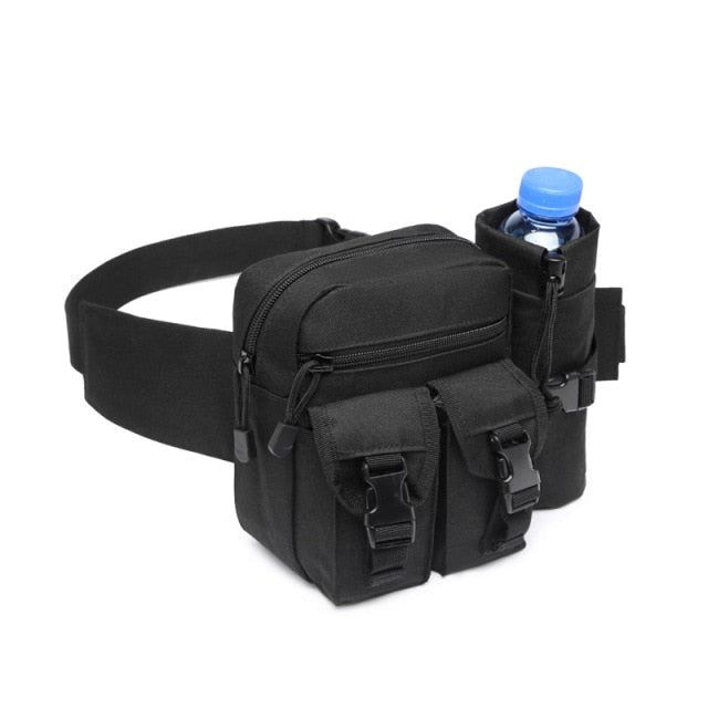 Tactical Nylon Molle Belt Waist Bag With Water Bottle Slot