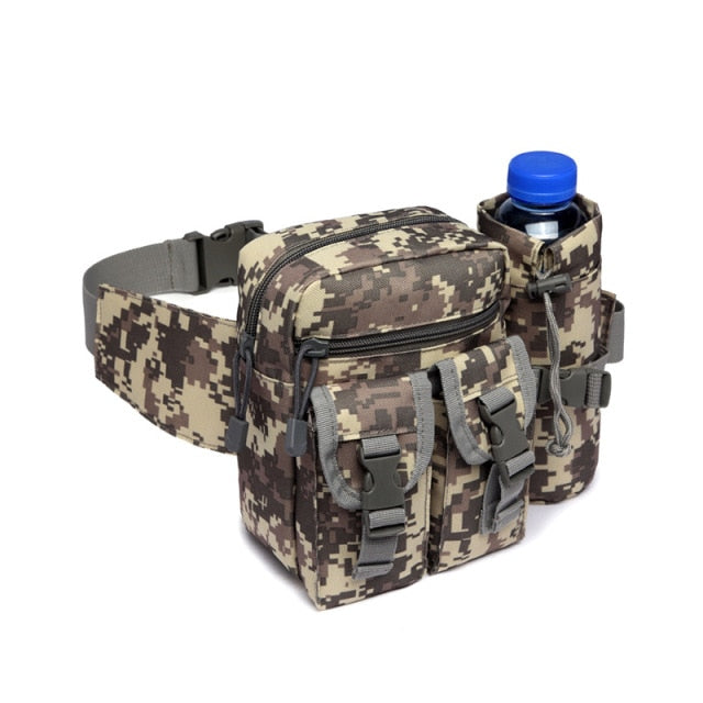 Tactical Nylon Molle Belt Waist Bag With Water Bottle Slot