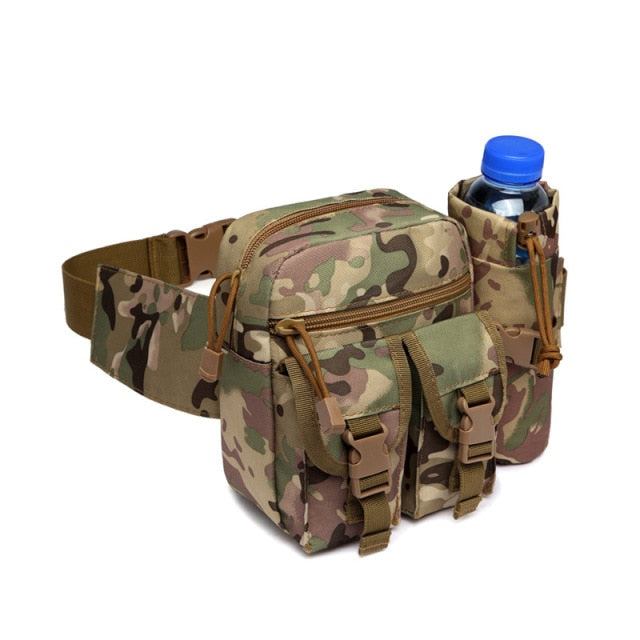 Tactical Nylon Molle Belt Waist Bag With Water Bottle Slot