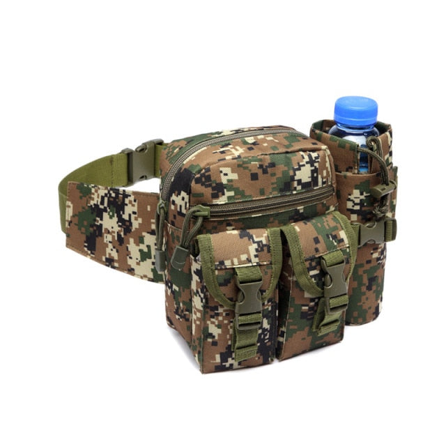 Tactical Nylon Molle Belt Waist Bag With Water Bottle Slot