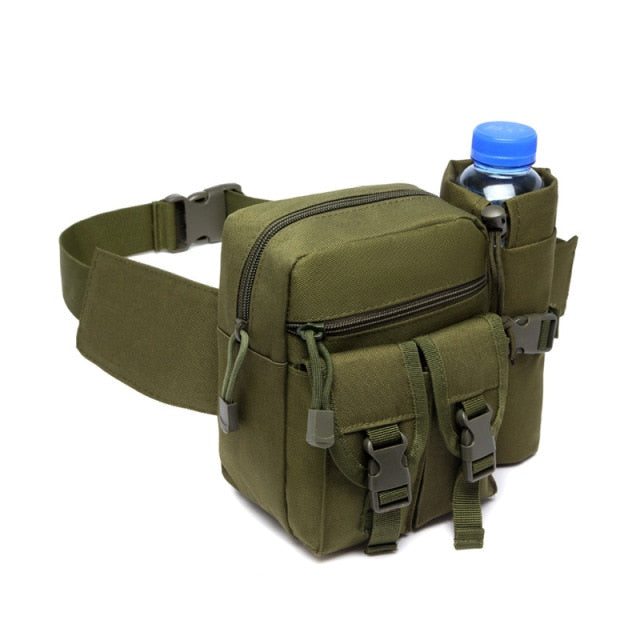 Tactical Nylon Molle Belt Waist Bag With Water Bottle Slot