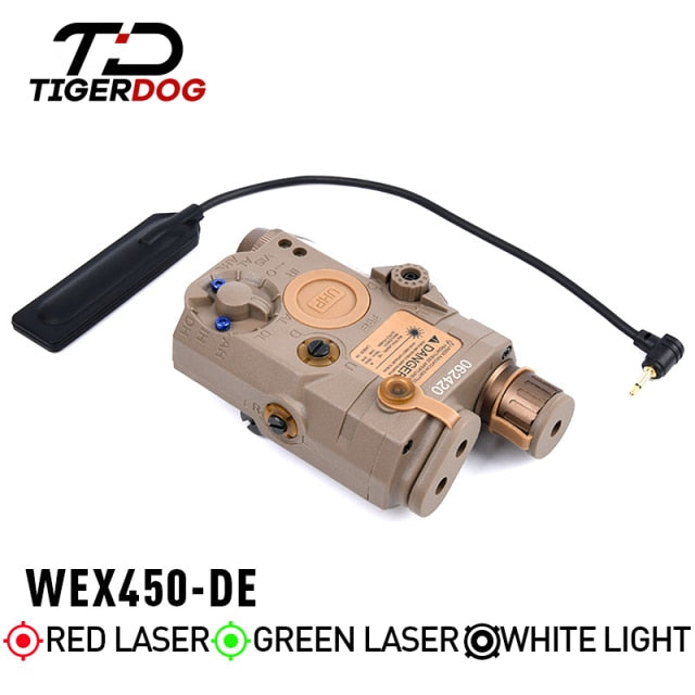 Tactical AN PEQ-15 Red/Blue/Green Dot Laser White LED Flashlight IR Laser Sight 20mm Rail