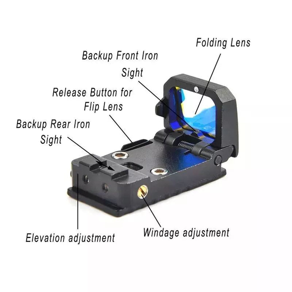 Foldable Mini RMR Red Dot Pistol Sight Scope